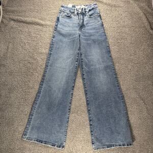 NWT Good American Good Waist Palazzo High Rise Wide Leg Jeans 0/25 33.5 Inseam